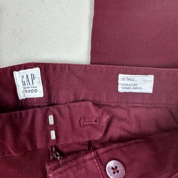 Gap Women's Tall Skinny Ankle Burgundy Pants - Size 12 Tall - Picture 5 of 12